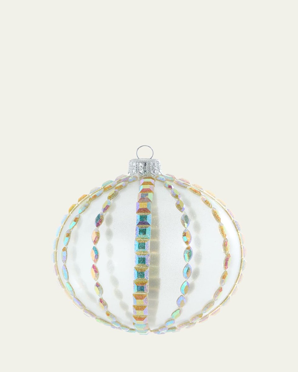 Rhinestoned Clear Metallic Ball Ornament